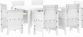 vidaXL Conjunto De Comedor De Jard&iacute;n 7 Pcs Blanco Ratan Polt Vidaxl