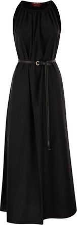 Max Mara Mstzuppa Halterneck Maxi Jurk - Dames - Maxi kleedjes - Zwart - XS - Katoen - Kleedjes