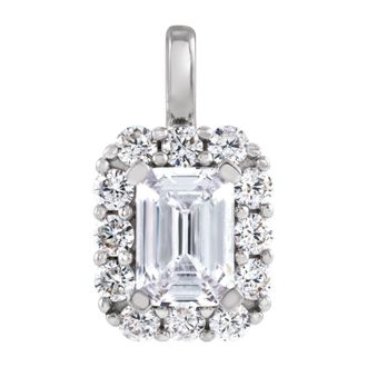 Diamond2Deal 14k White Gold 1 1/2ct Lab-Grown Diamond Halo-Style Pendant
