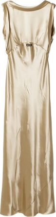Miu Miu Maxi-jurk met satijnen-effect en diepe ronde rug - Beige