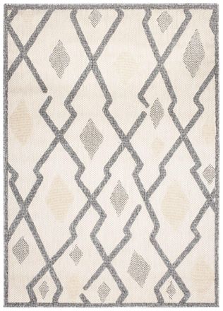 Tapiso Alfombra exterior interior 3D gris crema beige &eacute;tnica 120 x 170 cm