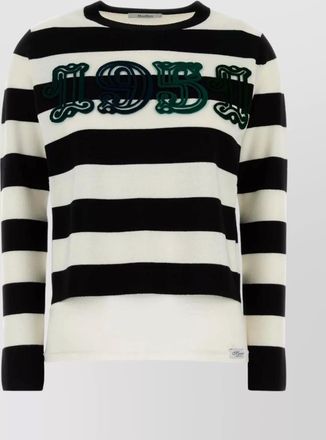 Max Mara striped wool embroidered boxy sweater