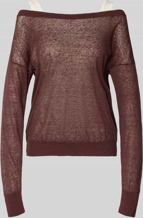 HUGO BOSS Relaxed Fit Pullover aus durchscheinendem Material in Schoko, Gr&ouml;&szlig;e XXL