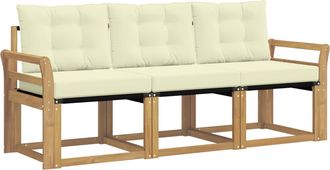 vidaXL Conjunto De Sof&aacute;s De Exterior 3 Uds. Blanco Y Crema Vidaxl