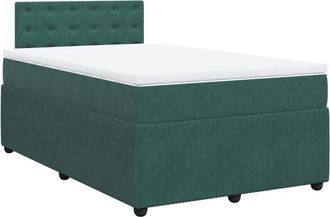 vidaXL Cama Box Spring Con Colch&oacute;n Terciopelo Verde Oscuro 120x190 Cm Vidaxl