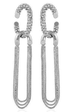 Vince Camuto Pav&eacute; Crystal Drop Hoop Earrings in Silvertoned at Nordstrom Rack
