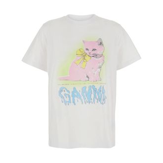 Ganni Dames, Tops, Wit, Maat: S Katoen