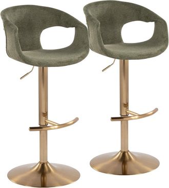 LumiSource LumiSource Set of 2 Curva Contemporary Adjustable Bar Stools with Footrest