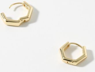 Simons Womens Small hexagonal Hoop Earrings
