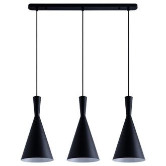 Paco Home Paco Home Luminaria Susp. Colgante Comedor Mesa Comedor 1,5m Cable Textil Recort. &Oslash;18,5cm Negro, 3 Fuentes Luminos.+l&aacute;mpara St64 Transp