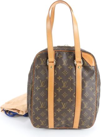 Louis Vuitton Brown Leather Coated Canvas Tote Bag (Pre-Owned)