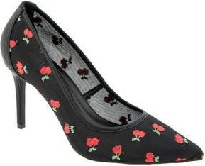 BCBGeneration Embroidered Pointed Toe Pump in Black/Cherry at Nordstrom Rack, Size 6.5