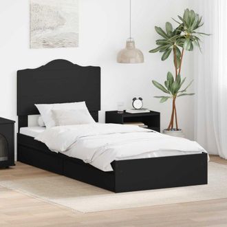 vidaXL Estructura De Cama Negro 100 X 200 Cm Madera Contrachapada
