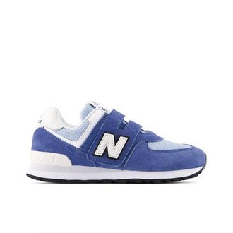 New Balance Kids 574 Hook & Loop in Blue Leather, size 13.5