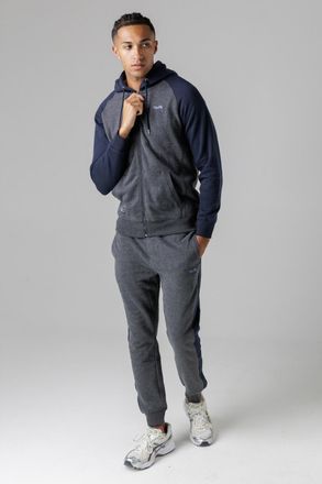 Tokyo Laundry Mens Charcoal Cotton Blend Zip-Through Hoody And Jogger Set - Size X-Large