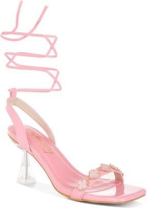 London Rag Ebina Charm Clear Heel Ankle Wrap Sandal in Pink at Nordstrom Rack, Size 7.5