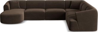Cosmopolitan Design Sof&aacute; esquinero panor&aacute;mico izquierdo 7 plazas terciopelo chocolate