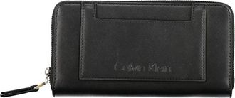 Calvin Klein Elegante zwarte portemonnee met meerdere vakken - Dames - Portefeuilles - Zwart - ONE Size - Polyester - Accessoires