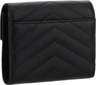 Saint Laurent Womens Cassandre Matelass&eacute; Wallet Nero Calf Leather Bos Taurus