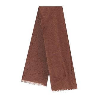 Brunello Cucinelli Bufanda de Hilo de Diamante de Cachemira y Seda - Accessories - Mujer - Marr&oacute;n - ONE SIZE