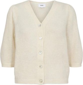 N&uuml;mph Zachte Cloud Dancer Vest - Dames - Vesten - Beige - L - Wol - Truien & Vesten