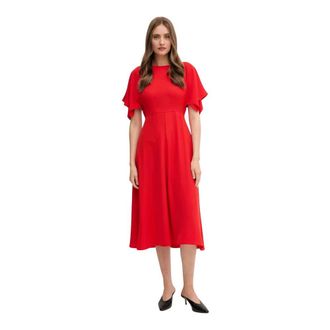 Sandro Ferrone Flared Midi Dress - Dames - Casual kleedjes - Rood - XS - Polyester - Kleedjes