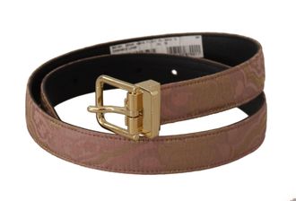 Dolce & Gabbana Womens Rose Gold Leather Logo Engraved Metal Buckle Belt Pink