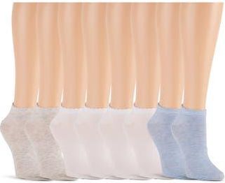 Shelli Segal 8-Pack Assorted Low Cut Socks in Skyway/White/Light Heather at Nordstrom Rack, Size 9/11