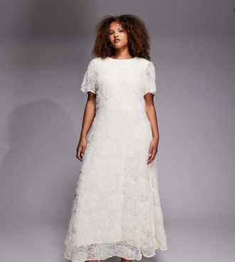 Forever New Vestito da sposa al polpaccio in pizzo color crema-Bianco