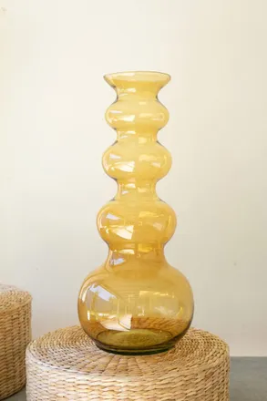 Kalalou Large Glass Bubble Vase - Amber