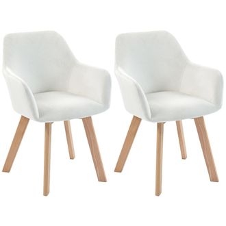 HOMCOM Sillas de comedor 54x57x80 cm crema