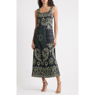 Ciebon Enza Floral Print A-Line Dress in Black/Green at Nordstrom Rack, Size X-Small