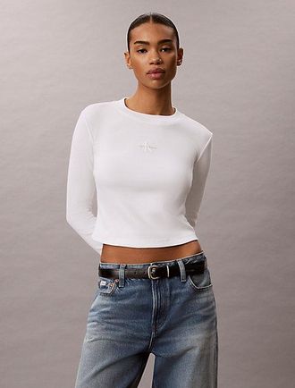Calvin Klein Camiseta De Beb&eacute; De Canal&eacute; De Manga Larga Con Logo