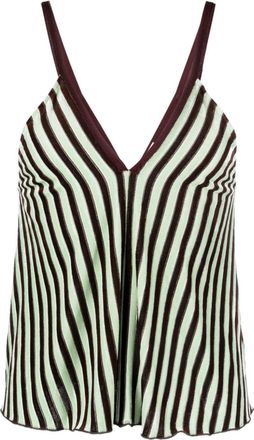 Forte_Forte striped V-neck top - women - Polyamide/Recycled Spandex/Viscose - III - Green