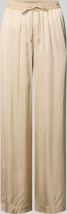 Boss Orange by Hugo Boss BOSS Orange Regular Fit Wide Leg Hose aus reiner Viskose Modell TALIA in Sand, Gr&ouml;&szlig;e 40