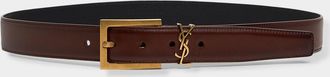 Saint Laurent Cassandre Aged-Effect Leather Belt