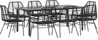 vidaXL Vidaxl - Juego De Comedor Jard&iacute;n 9 Piezas Rat&aacute;n Polivin&iacute;lico Negro