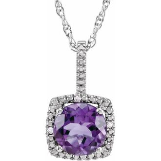 Allurez Lab Grown & Natural Diamond Pendant Necklace in Sterling Silver in Amethyst at Nordstrom, Size 18