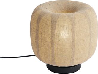 QAZQA Qazqa L&aacute;mpara De Mesa Japandi Negra Con Pantalla De Lino Beige De