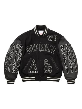 SUPREME Praises jacket - men - Calf Leather/Satin/Wool - L - Black