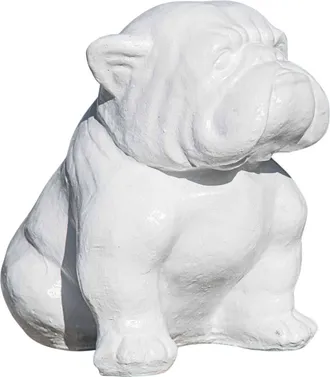 Wanda Collection Estatua moderna perro bulldog blanco 40cm