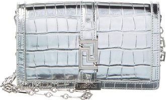 Versace Croc-Embossed Leather Shoulder Bag