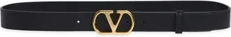 Valentino Garavani VLOGO Buckle Signature Leather Belt in Black at Nordstrom, Size 100