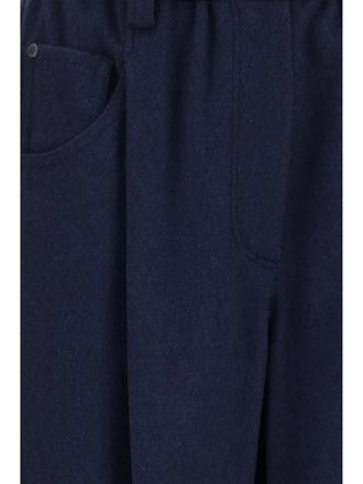 Brunello Cucinelli Womens Stretch Wool Pants Blue Merino Trousers