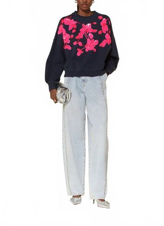 Essentiel Jawel Rhinestone Barrel Jeans In Nile Blue