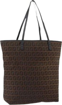 Fendi Pre-owned Tote Bags, female, Brown, Size: ONE SIZE Pre-owned Canvas Tote Bag