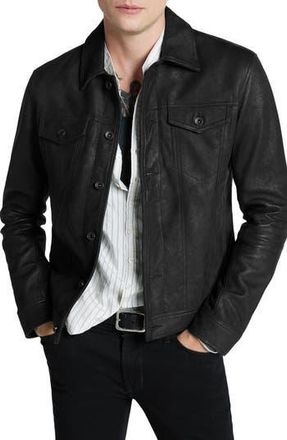 John Varvatos Andrew Sheepskin Leather Trucker Jacket in Black at Nordstrom Rack, Size 44 Us / 54 Eu