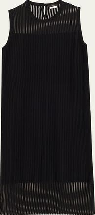 Akris Sheer Striped Knit Sleeveless Dress