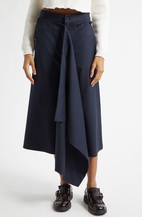 Monse Front Cascade Stretch Wool Crop Sailor Pants in Midnight at Nordstrom, Size 12