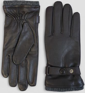 Infinity Leather Mens Brown Italian Leather Warm Wool Lining Winter Bike Riding Driving Casual Gloves